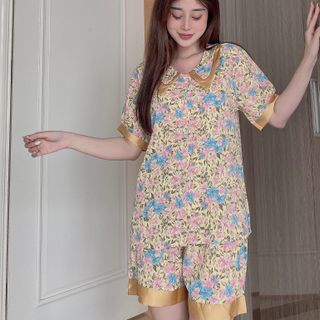 Đồ bộ nữ mặc nhà pijama cổ 2lá nhọn (Đùi)