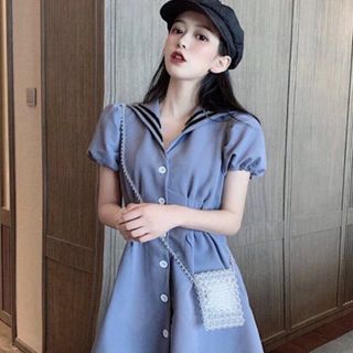 ĐẦM XANH ĐẬM VIỀN SỌC ĐEN