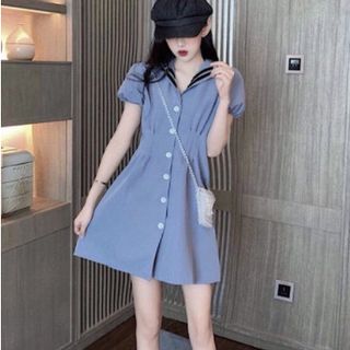 ĐẦM XANH ĐẬM VIỀN SỌC ĐEN