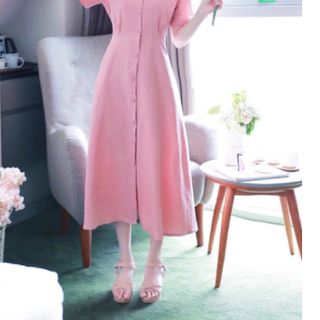 ĐẦM HỒNG NÚT BỌC DÁNG DÀI