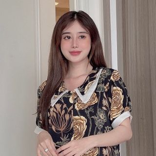 Đồ bộ nữ mặc nhà pijama cổ nhọn 2lá (Lửng)