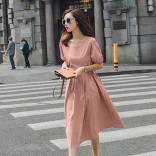 ĐẦM TÙNG BÈO XẾP LI NÚT SAU 2 MÀU