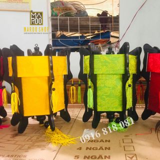 Đèn lồng Hội An khung gỗ - kiểu lục giác - vải lụa - size 40 cm chuyên dùng trang trí