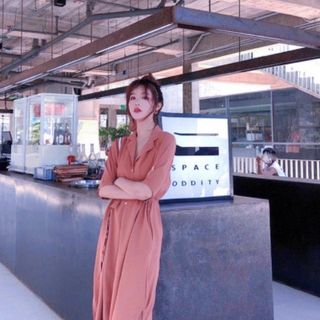 ĐẦM SƠ MI 2 MÀU FORM DÀI NÚT TRẮNG