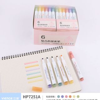 Bộ bút dạ quang 6 màu xinh xắn tiện dụng, bút đánh dấu bút nhớ