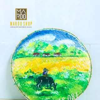 Mẹt tre vẽ phong cảnh thiên nhiên chuyên dùng trang trí quán xá size 30 cm