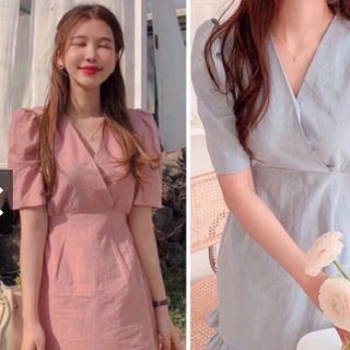 ĐẦM TAY LỠ THẮT EO 2 MÀU