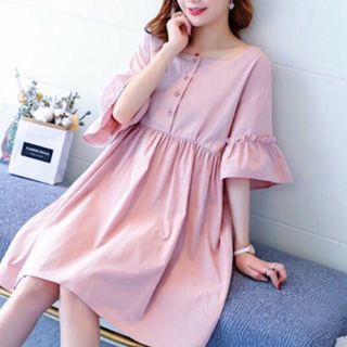 ĐẦM BABYDOLL HỒNG TAY LOA