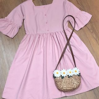 ĐẦM BABYDOLL HỒNG TAY LOA