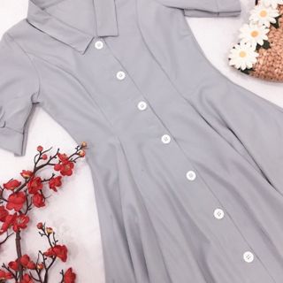 ĐẦM SƠ MI NÚT TRẮNG 3 MÀU
