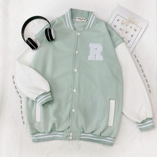 Áo khoác bomber logo R nỉ bông mềm mịn form dưới 68kg
