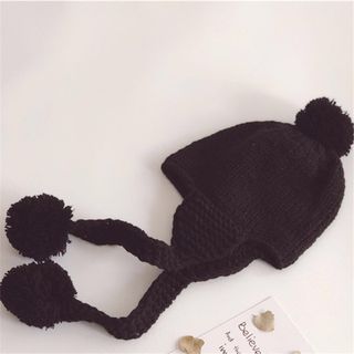 Mũ len 2 quả bông che tai cho bé, cực ấm, cực cute, đáng yêu và mềm mại giá sỉ