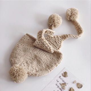 Mũ len 2 quả bông che tai cho bé, cực ấm, cực cute, đáng yêu và mềm mại