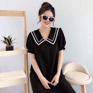 ĐẦM ĐEN VIỀN TRẮNG DÁNG SUÔNG