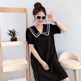 ĐẦM ĐEN VIỀN TRẮNG DÁNG SUÔNG