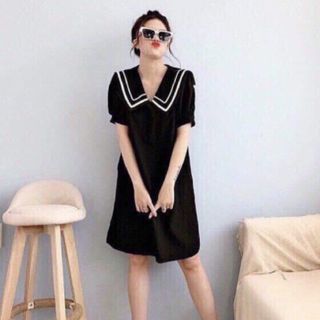 ĐẦM ĐEN VIỀN TRẮNG DÁNG SUÔNG