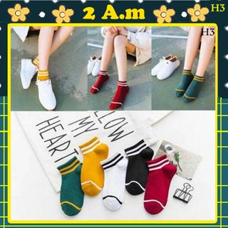 (FREESHIP) Set 5 Đôi Tất Vớ Cổ Cao Họa Tiết Sọc Nam Nữ Unisex Style Hàn Quốc giá sỉ