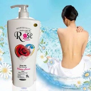Sữa tắm dê Rose 8x cao cấp với tinh chất hoa hồng giúp làm sáng, mịn da chai khổng lồ 1200ml giá sỉ