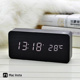 Đồng hồ Led FPT để bàn hình hộp gỗ - Nhiệt kế - Báo thức