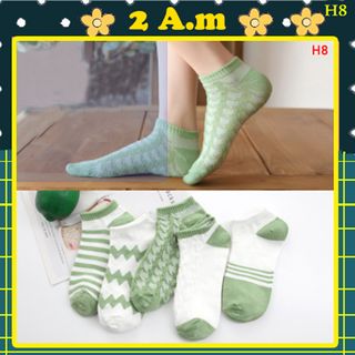 (FREESHIP) Set 5 Đôi Tất Vớ Xanh Green Thời Trang Nam Nữ Unisex Style Hàn Quốc giá sỉ