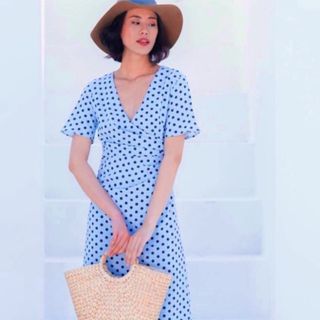 ĐẦM BLUE BI ĐEN CỔ V