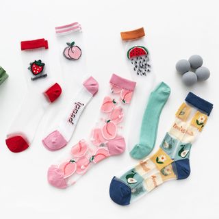 Combo 5 Đôi Vớ Ren Cổ Cao Hình Trái Cây