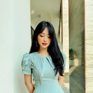 ĐẦM XANH MINT CỔ XẾP LY