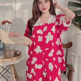 Đồ nữ ngủ mặc nhà Cổ lá sen loang bò sữa (Đùi )