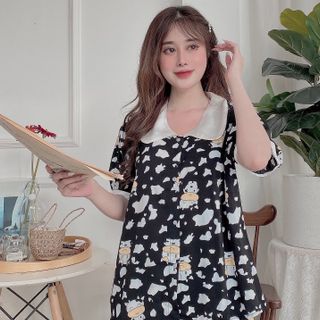 Đồ nữ ngủ mặc nhà Cổ lá sen loang bò sữa (Đùi )