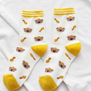 Combo 5 Đôi Vớ Cao Cổ Hình Gấu Vàng