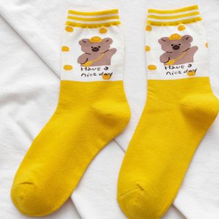 Combo 5 Đôi Vớ Cao Cổ Hình Gấu Vàng