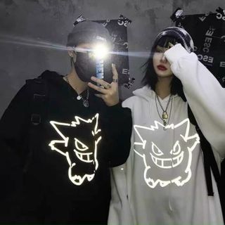 Áo hoodie in phản quang màu bạc thun nỉ ngoại decal in xịn