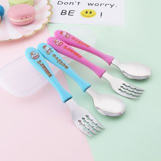 Bộ Thìa Muỗng Nĩa Inox Siêu Dễ Thương Cho Bé Có Hộp