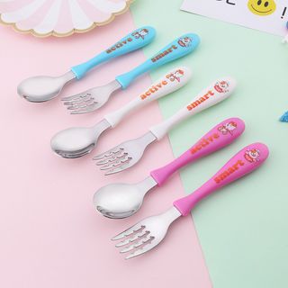 Bộ Thìa Muỗng Nĩa Inox Siêu Dễ Thương Cho Bé Có Hộp