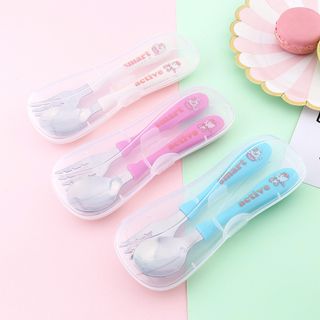 Bộ Thìa Muỗng Nĩa Inox Siêu Dễ Thương Cho Bé Có Hộp