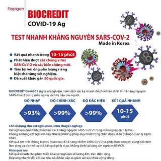 Bộ test nhanh covid 19 BIOCREDIT Hàn Quốc (20 bộ/hộp)