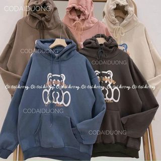Áo hoodie chống nắng Gấu nỉ ngoại mềm mịn nón 2 lớp trẻ trung, năng động