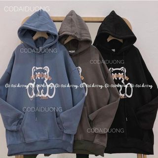 Áo hoodie chống nắng Gấu nỉ ngoại mềm mịn nón 2 lớp trẻ trung, năng động