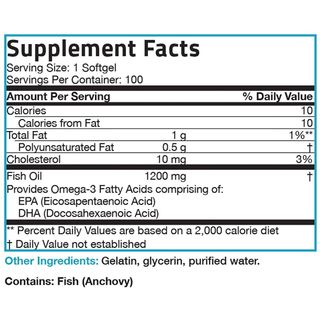 Organic Fish Oil Omega 3 - 1200mg - 100 viên Mỹ - Bổ mắt, tim mạch