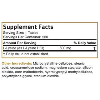 Organic Vitamin L - Lysine 500mg - 250 viên Mỹ - Ngừa mụn viêm da tăng sức đề kháng