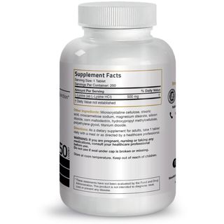 Organic Vitamin L - Lysine 500mg - 250 viên Mỹ - Ngừa mụn viêm da tăng sức đề kháng