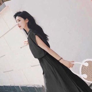 ĐẦM XANH TAY CON KÈM BELT 2 MÀU