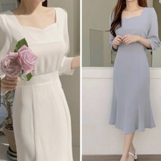 ĐẦM CỔ V THẮT NƠ 2 MÀU