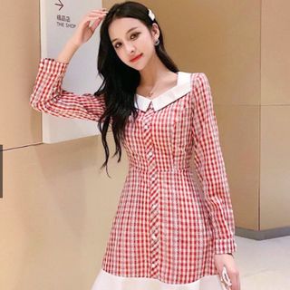 ĐẦM CARO ĐỎ PHỐI TRẮNG