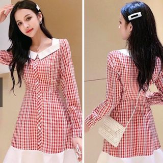 ĐẦM CARO ĐỎ PHỐI TRẮNG