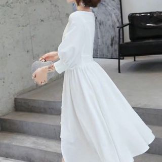 ĐẦM TRẮNG BO EO NÚT BỌC