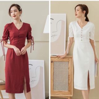 ĐẦM TAY NƠ RÚT 2 MÀU