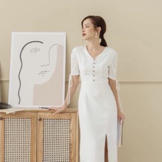 ĐẦM TAY NƠ RÚT 2 MÀU