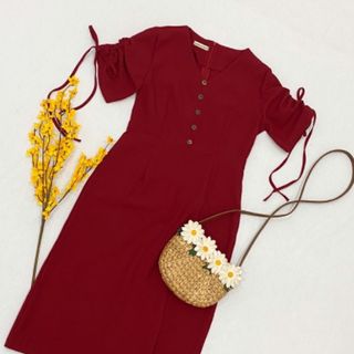 ĐẦM TAY NƠ RÚT 2 MÀU