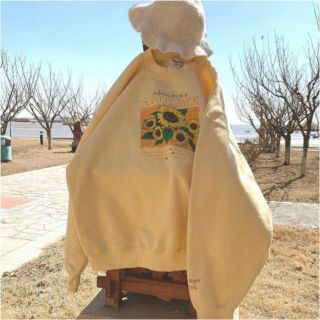 Áo sweater in sun flower chất nỉ bông mềm mịn form 68kg